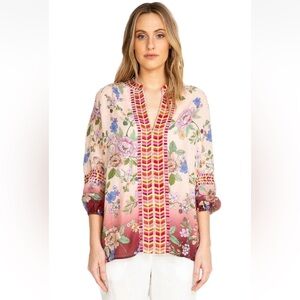 Johnny Was Floral Pink and Red Women's Top